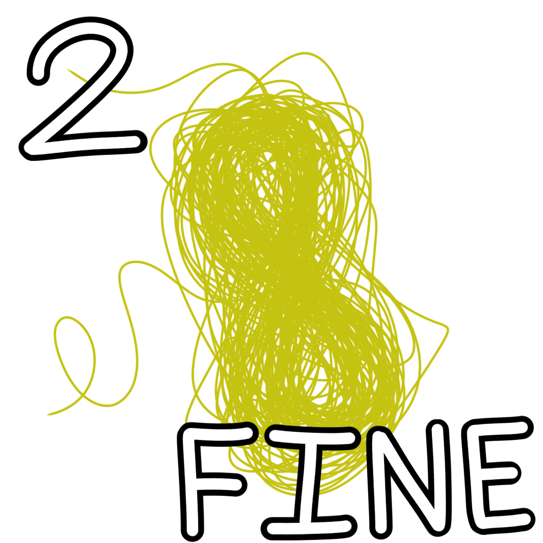 A skien of fine, yellow yarn. Black and white text reads "2" and "Fine"